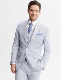 Tailored-fit Navy Seersucker Suit Jacket