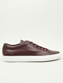 Common Projects Men?s Oxblood Original Achilles White Sole Leather Sneakers