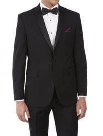 Derbyshire Black Tailored Fit Peak Collar Dinner Suit Jacket
