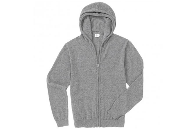 Sunspel Grey Melange Cashmere Hoodie