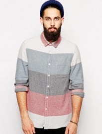 Asos Shirt In Long Sleeve With Brushed Block Stripe