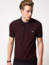 Fred Perry Fine Stripe Knitted Polo Shirt
