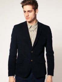 Asos Slim Fit Cord Blazer In Navy