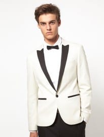 Asos Slim Fit Tuxedo Suit Jacket In White