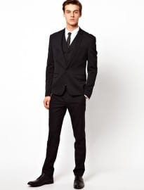 Asos Skinny Fit Suit In Black Polywool