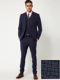 Asos Skinny Fit Suit In Blue Dogstooth