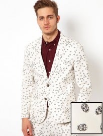 Asos Slim Fit Blazer With Sugar Skull Print