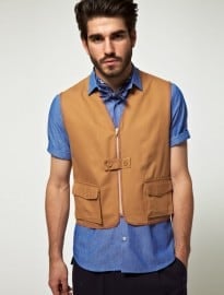 Camo Zip Front Drill Cotton Fisher Gilet