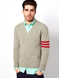 Gant Rugger Cardigan With Varsity Stripe Sleeve