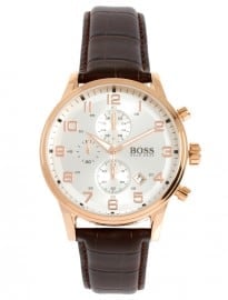 Boss By Hugo Boss Leather Brown Chronograph Watch