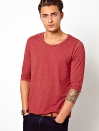 Asos 3/4 Sleeve T-shirt With Bound Scoop Neck