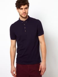 Asos Polo In Pique Jersey With Button Down Collar