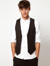 Asos Waistcoat In Tweed