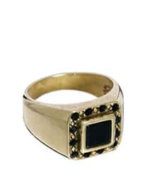 Skool Ov Jenius By Lovebullets Black Onyx Square Ring Exclusive To Asos