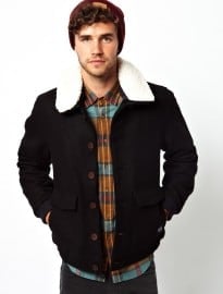Rvca Wool Jacket With Borg Collar
