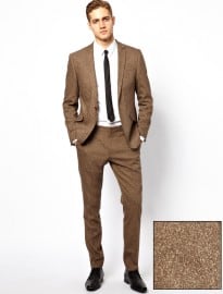 Asos Skinny Fit Suit In Brown Fleck