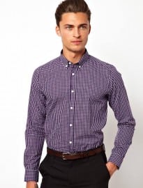 Asos Smart Shirt With Button Down Collar In Mini Grid Check