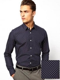 Asos Smart Shirt In Long Sleeve With Polka Dot Print