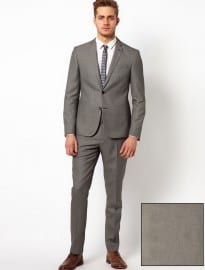 Asos Slim Fit Suit In Grey Birdseye