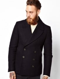 Asos Peacoat In Navy