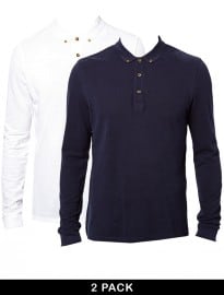 Asos Polo Shirt With Long Sleeves 2 Pack Save 12.5%