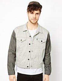 Levis Line 8 Denim Jacket Boxy Fit Trucker Contrast Sleeves