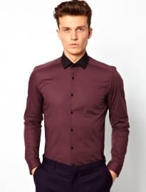 Reiss Shirt With Contrast Placket And Collar
