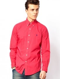 Polo Ralph Lauren Shirt In Poplin Bright Pink Slim Fit