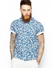 Universal Works Shirt In Floral Print With Short Sleeves
