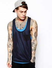 Asos Vest With Mesh Overlayer And Extreme Racer Back
