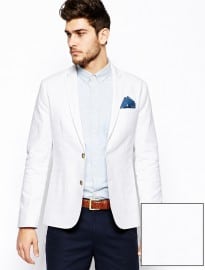 Asos Slim Fit Blazer In Washed Cotton