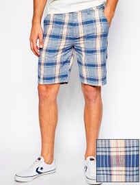 Asos Chino Shorts In Chambray Check
