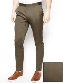 Asos Skinny Fit Smart Trousers In Cotton Sateen