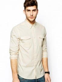 Asos Military Shirt In Long Sleeve