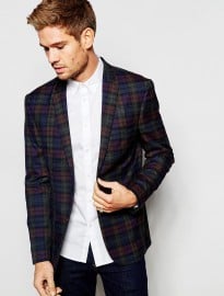 Jack & Jones Premium Check Blazer With Stretch In Slim Fit