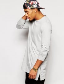 Asos Super Longline Long Sleeve T-shirt With Side Zips