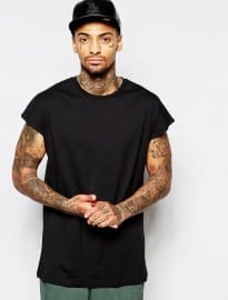 Asos Longline T-shirt In Oversized Fit In Black