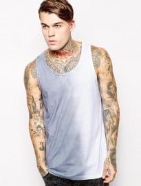 Asos Long Vest With Vertical Spray Effect And Skater Fit