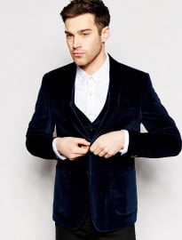 Peter Werth Velvet Blazer With Shawl Lapel In Slim Fit