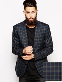 Asos Slim Fit Blazer In Tartan