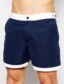 Asos Swim Shorts With Contrast Waistband And Hems In Short Length