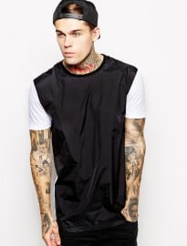 Asos T-shirt With Woven Panel And Skater Fit