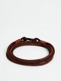 Seven London Leather Wrap Bracelet In Brown