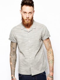 Asos Space Dye Shirt In Short Sleeve With Resort Slub