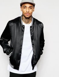 Asos Bomber Jacket With Varsity Styling