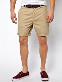 Asos Chino Shorts In Twill With Belt