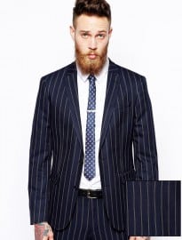 Asos Slim Fit Suit Jacket In Fine Stripe