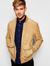 Pepe Jeans Sydow Brown Suede Bomber Jacket