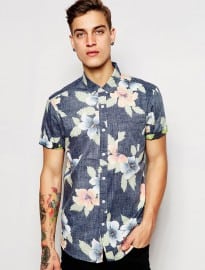 Asos Floral Shirt In Short Sleeve