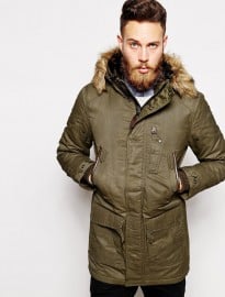 Schott Parka With Faux Fur Trim
